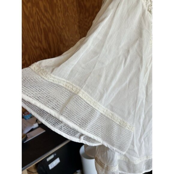 ENTRO White Blouse Eyelet Neckline Thin Boho Fairy Blouse Sz S NWOT - Picture 6 of 11